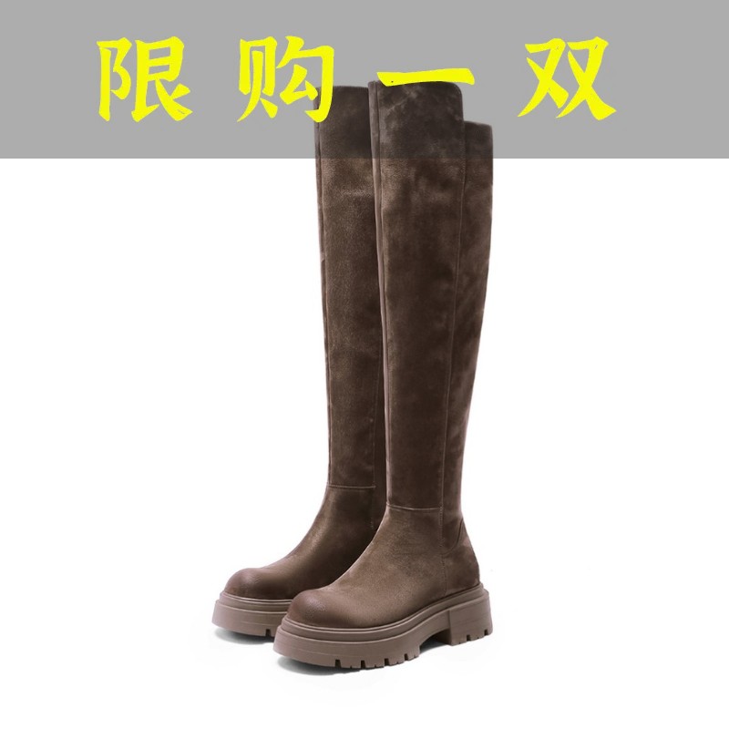 红蜻蜓牌2023年新款厚底百搭弹力过膝靴女长筒靴瘦腿显瘦高筒骑