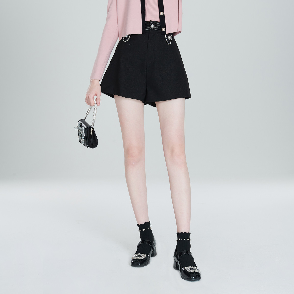 AIVEI秋季简约高腰阔腿休闲短裤P05W0033