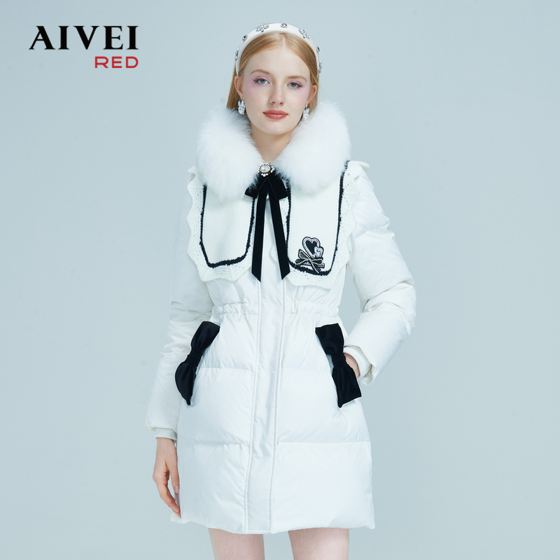 AIVEI冬防寒狐狸毛领披肩收腰羽绒服P0660038