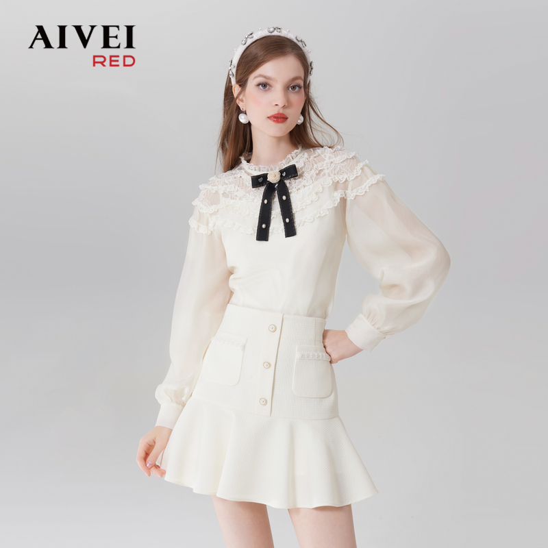 【诗语专属】AIVEI新宫廷名媛千金蕾丝衬衣雪纺衬衫Q0560076