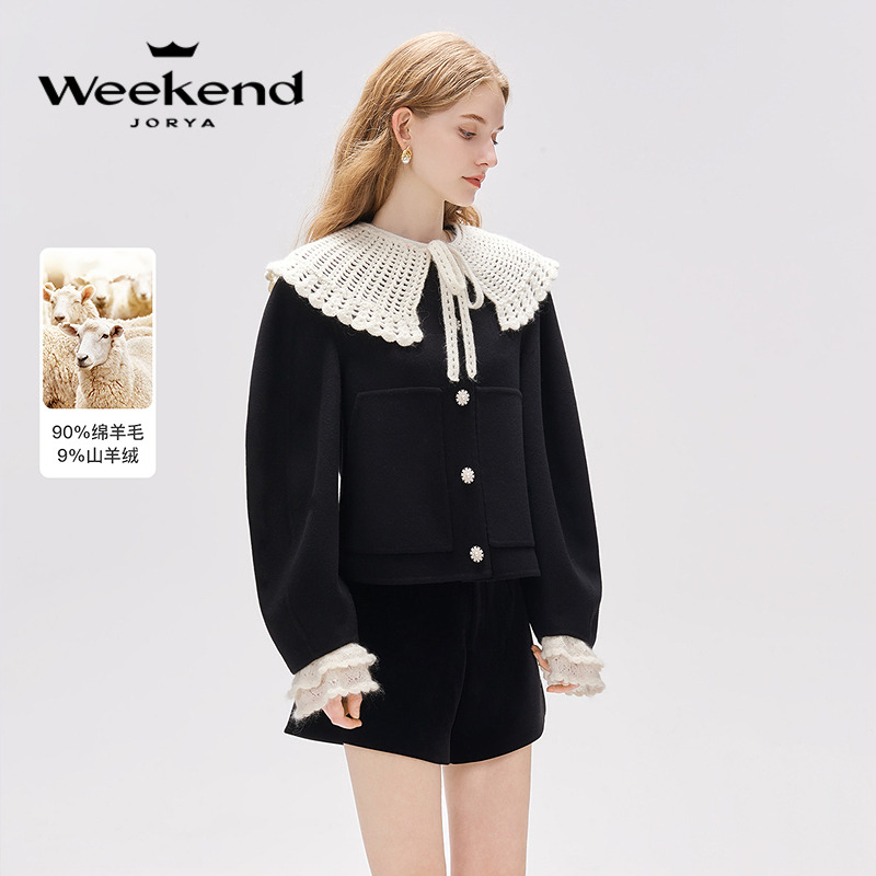 【赵老板专属】卓雅周末千金风口袋单排扣袖口毛呢短外套EJWDCQ62