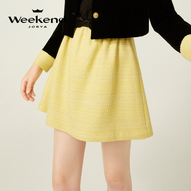 卓雅周末年冬季新款花纱丝绒拼接半身裙女EJWDDQ50