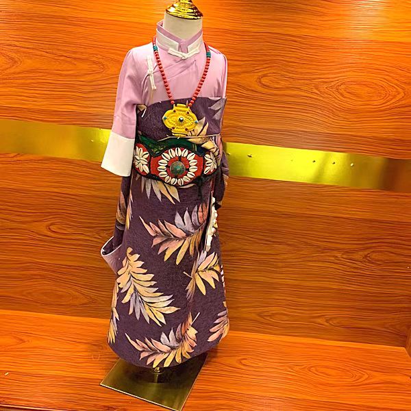 儿童叶子藏袍#女童单件藏袍#女宝宝藏袍#单件藏袍#民族风礼服单件
