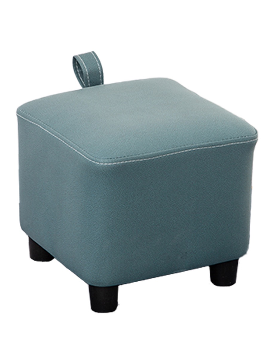 轻奢实木方凳家用换鞋凳矮凳科技布皮革小凳子（颜色面料随机发）