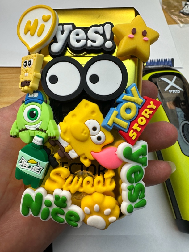 摩尔达黄胖子美发推剪免洗美发剪刀3D贴纸DIY主推贴纸刀磨剪刀行