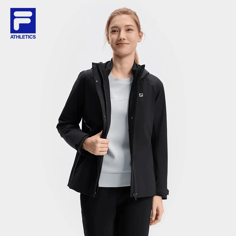 Fila/斐乐女士冲锋衣两件套24冬运动连帽基础加绒外套A11W441705F