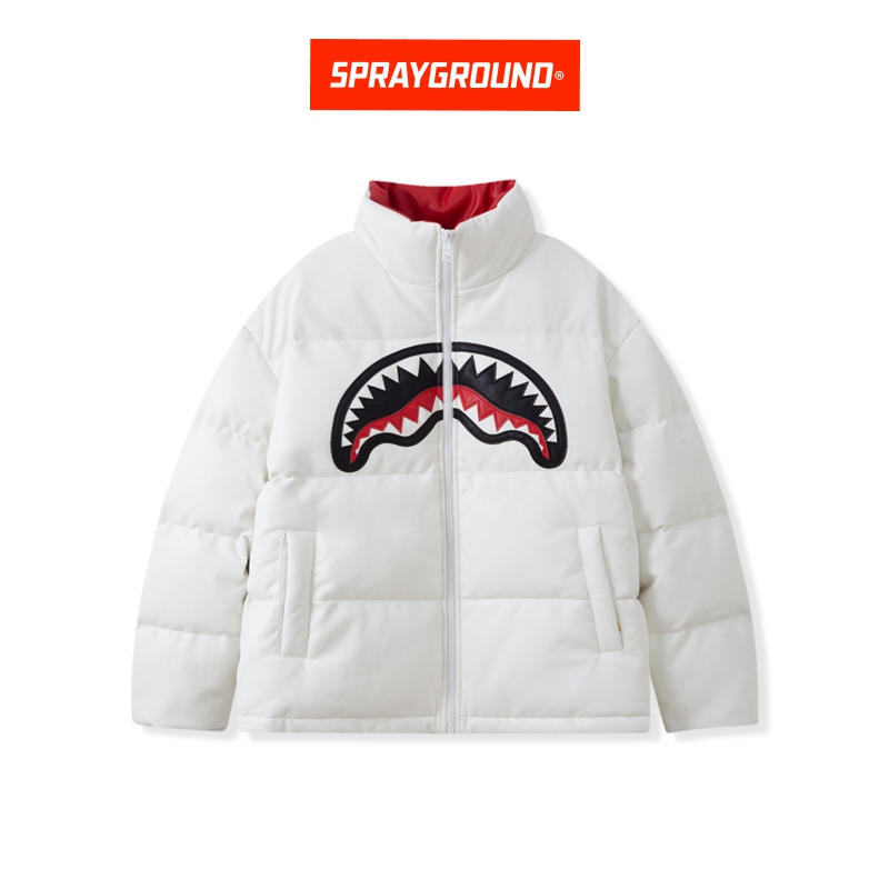 SPRAYGROUND 鲨鱼嘴羽绒服PU皮外套冬季潮流宽松立领XB WD941303