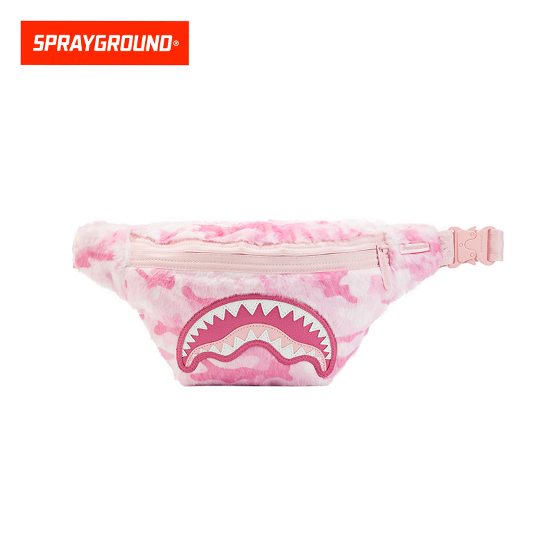 SPRAYGROUND鲨鱼嘴粉色毛毛腰包新款XB W1045110