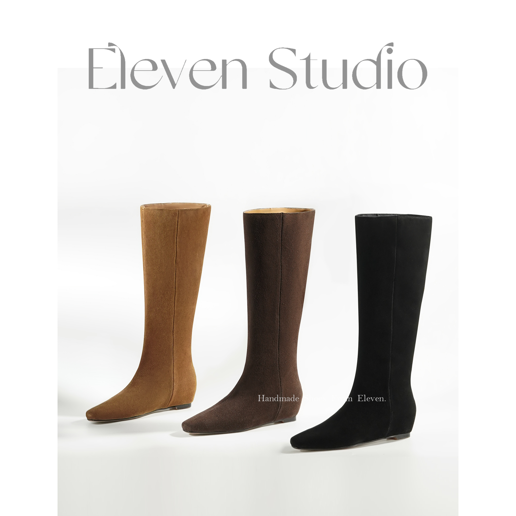 【Eleven‘shoes】4.5CM 秋季新款百搭设计感长靴/简单