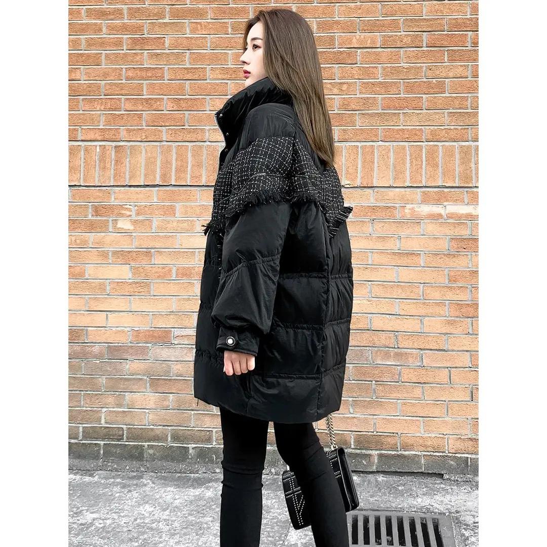 宽松显瘦绒绒棉服女装年新款冬季中长款韩版大码立领加厚外套潮