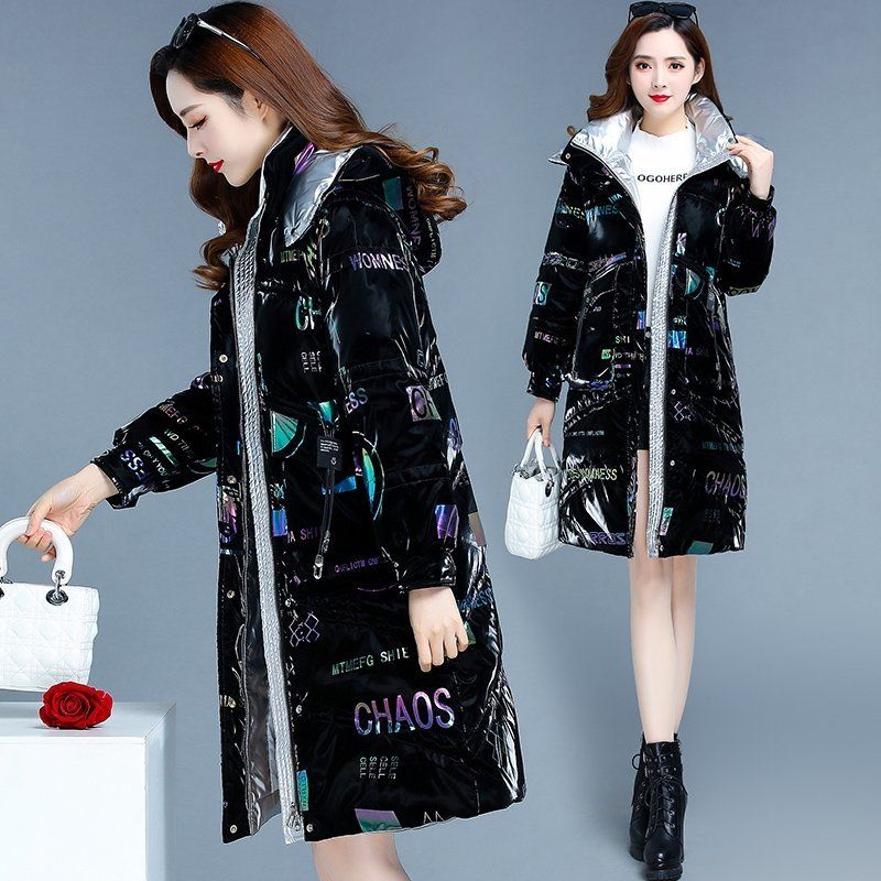 特价羽绒服新款亮面免洗炫彩羽绒保暖女款2024年新款时尚中长款