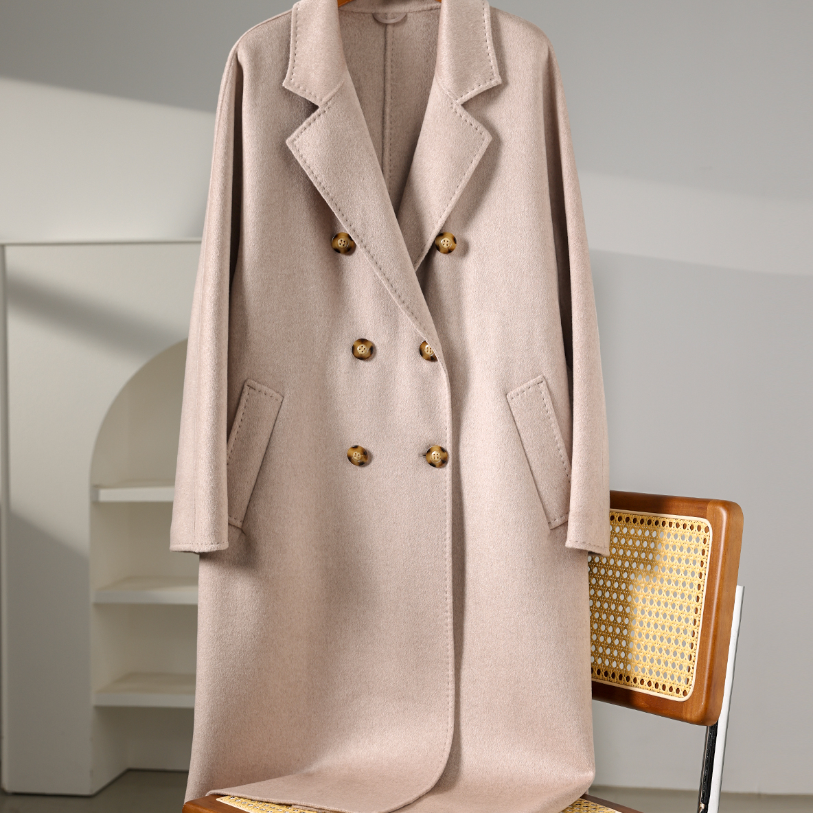 经典10801纯绒大衣100%羊绒修身显瘦气质时尚百搭女士毛呢中长款