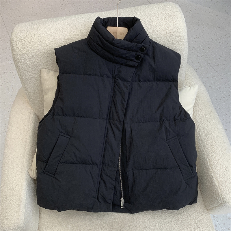 羽绒服90绒马甲白鸭绒背心短款时尚休闲马夹宽松韩版立领冬季外套