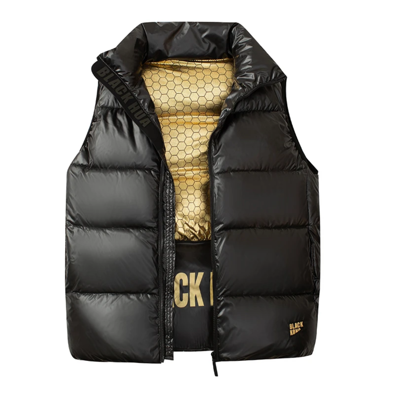 【SAIGE】黑金马甲男女同款 新款韩版宽松亮面 纯黑坎肩 背心1669