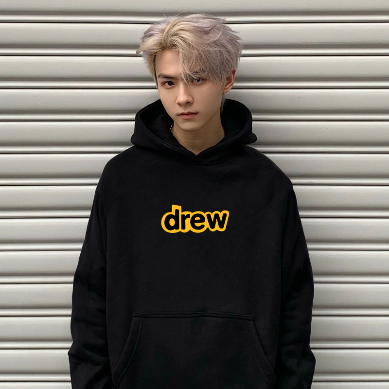 美潮Drew字母印花连帽卫衣帽衫男女情侣宽松潮流比伯FOG外套