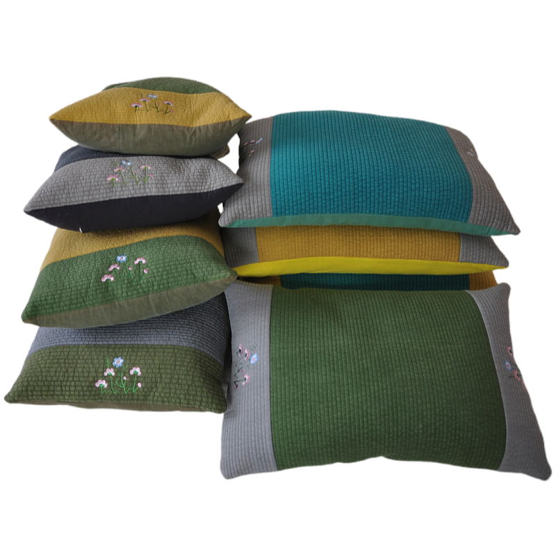 韩国素色绣花绗缝夹棉水洗单人软管枕头枕芯成人可拆洗40*55家用