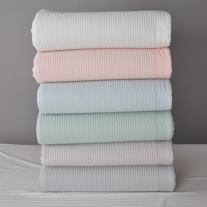 促销韩式新款夏季莱塞尔天丝绗缝水洗床盖夹棉床单四季可用纯色