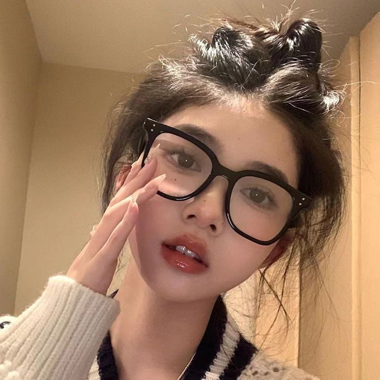 GM黑框近视眼镜框女大框大脸素颜神器可配度数防蓝光黑色粗框眼睛