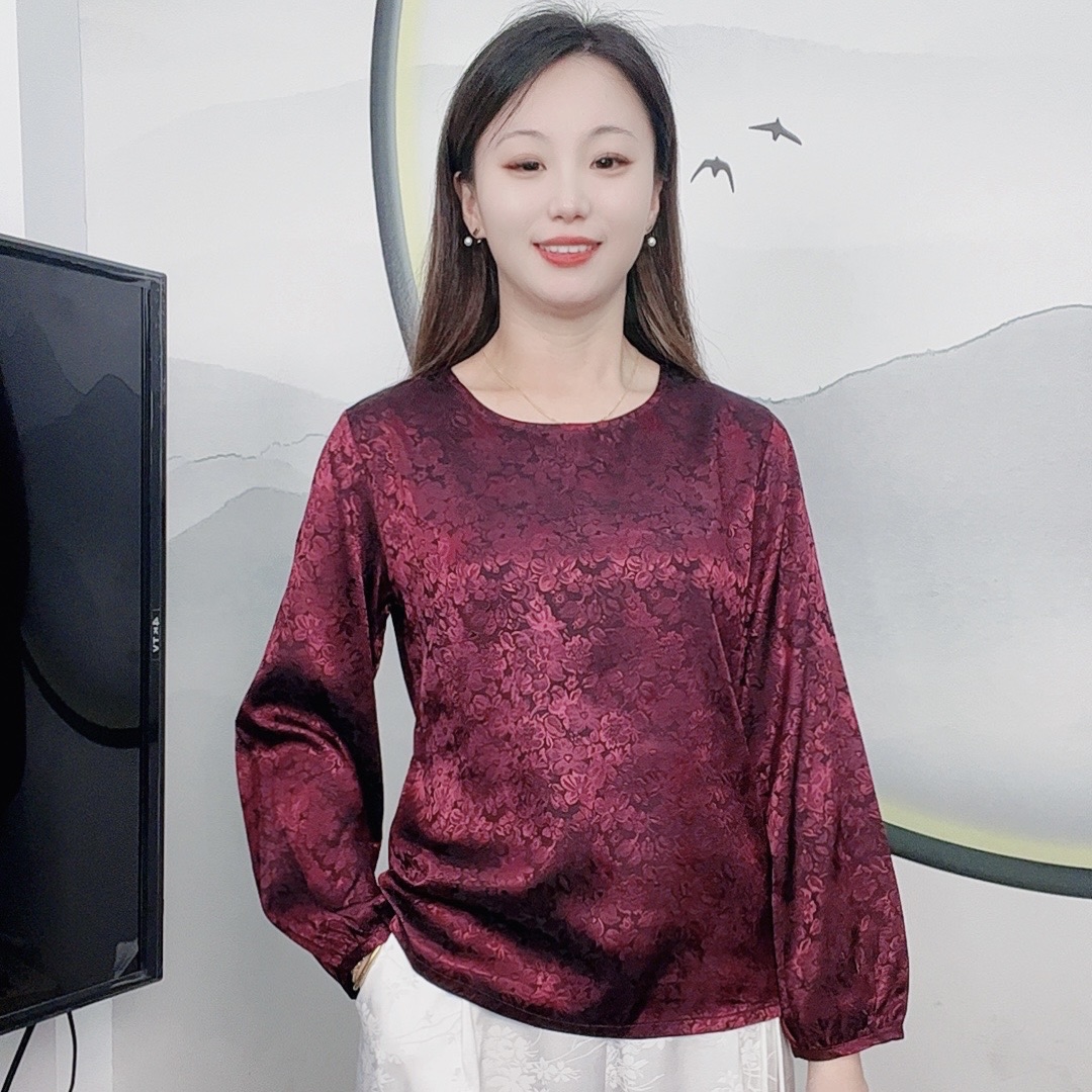 老（提花定制）秋季新款长袖大码显瘦洋气减龄时尚妈妈装休闲女装