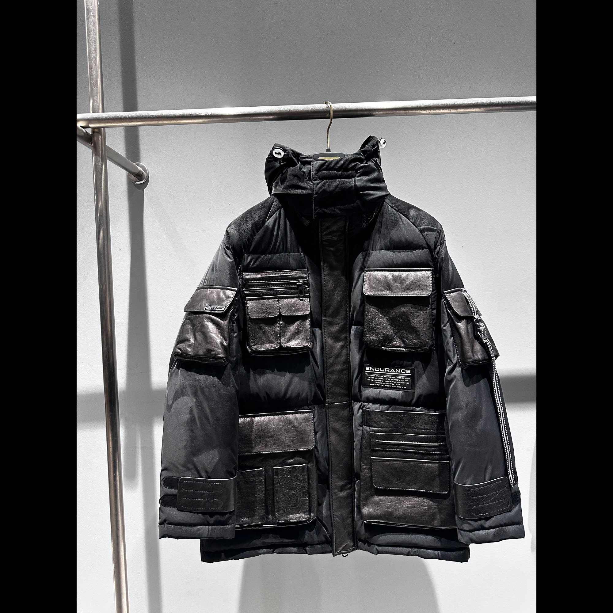 PIZHAN/皮展9005皮展高定冬季羊皮拼羽绒服外套