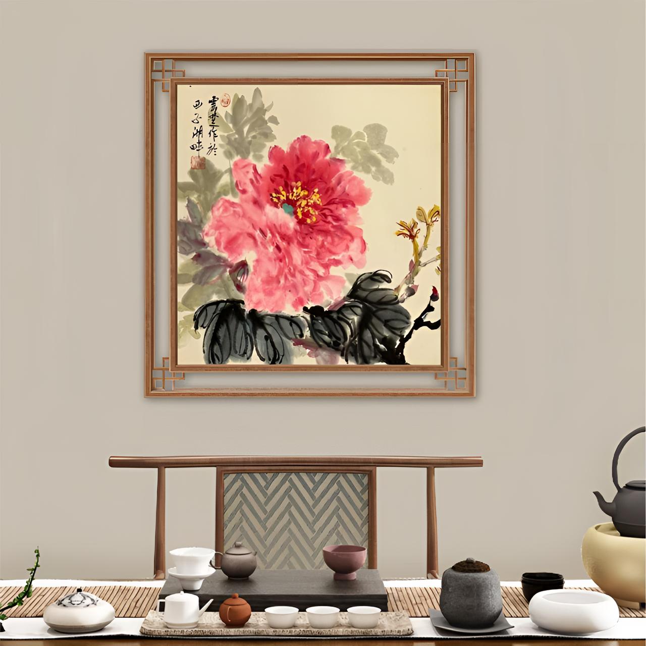 牡丹 花开富贵 国画作品40x40cm 装饰 仅作品不含框