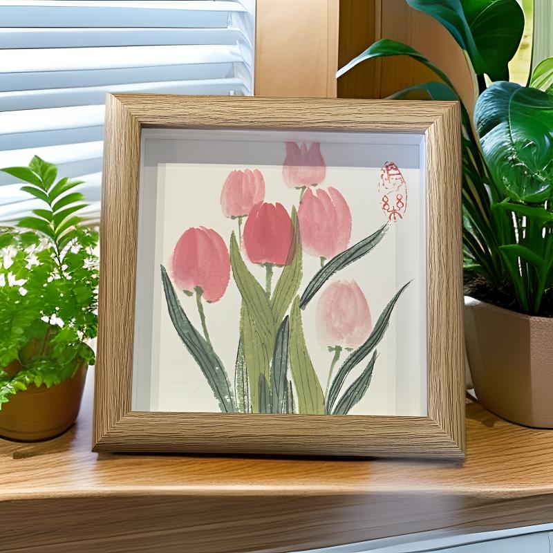 郁金香 五寸小摆台 装饰 国画作品