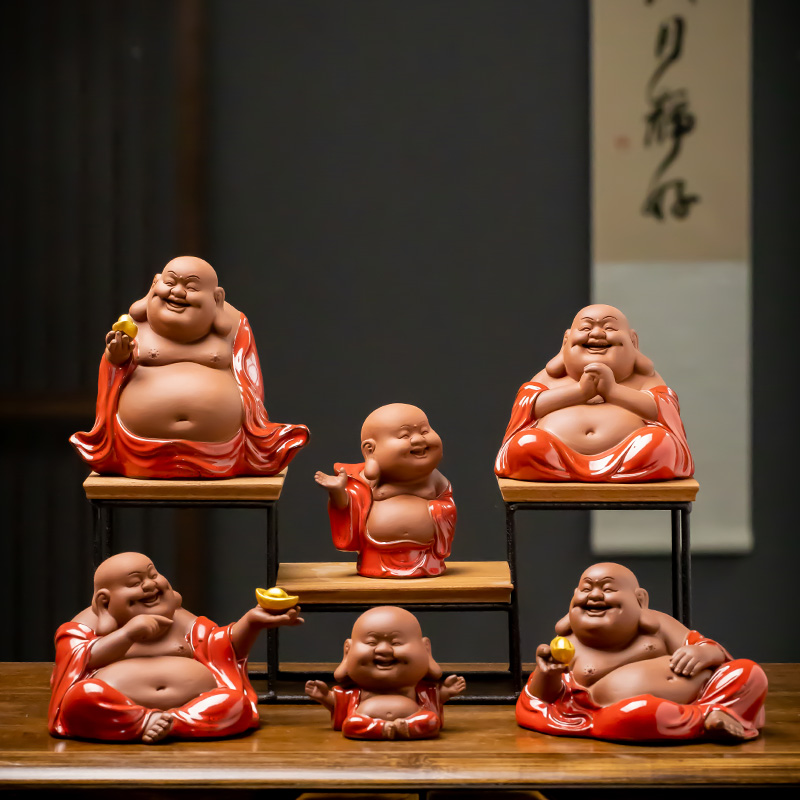 禹诚弥勒佛茶宠摆件客厅家居电视柜小号禅意装饰工艺品大肚哈哈佛