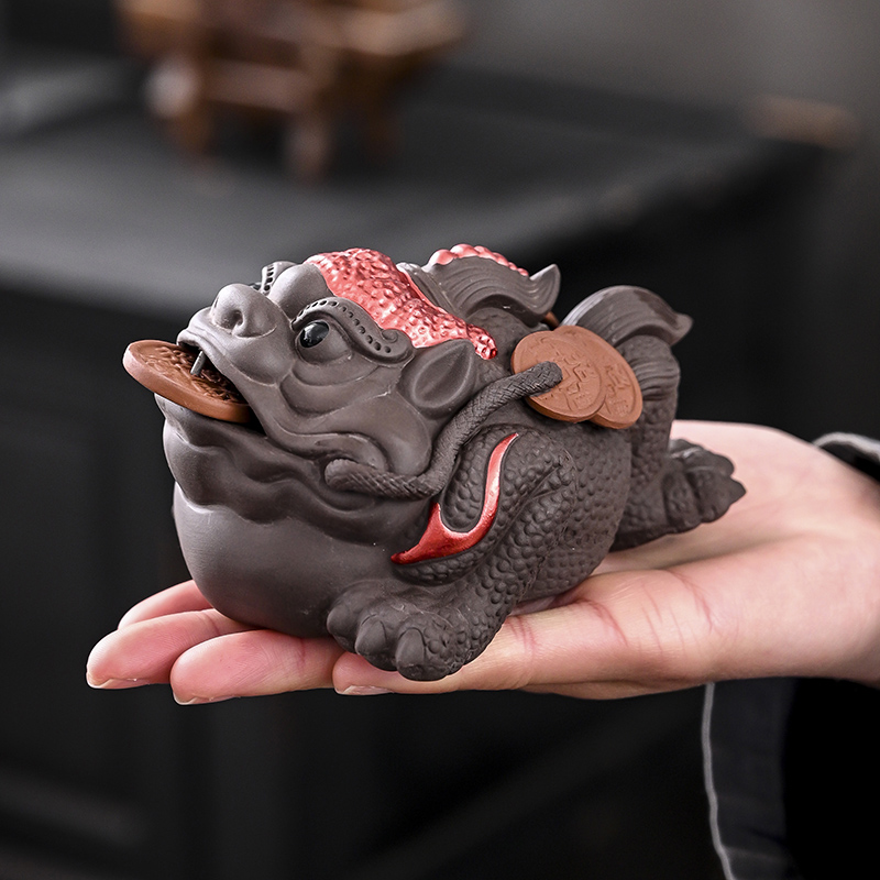 禹诚茶宠可养紫砂金蟾精品蟾蜍茶盘茶台装饰茶桌茶虫功夫茶具摆件