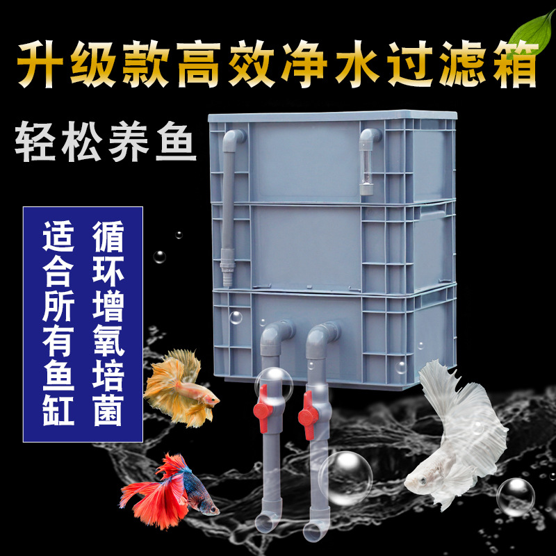 周转箱过滤箱鱼池水循环系统鱼缸过滤器上过滤滴流盒外置水泵装置