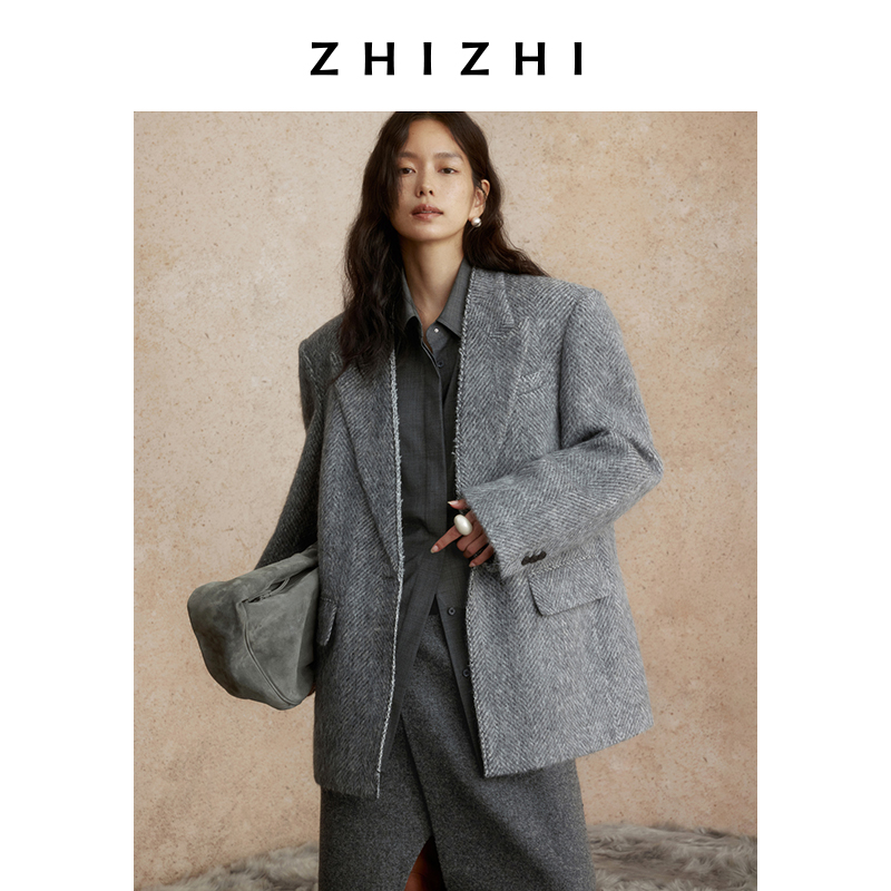 【橱窗】杏梁燕 极简西装外套女一粒扣松弛感ZZ2DWWX5018