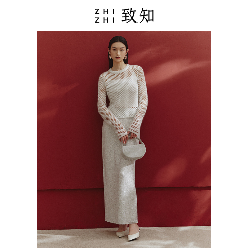 【橱窗】水晶帘 套头衫女24年新款网眼镂空citywarm穿搭ZZ2CWKZO006