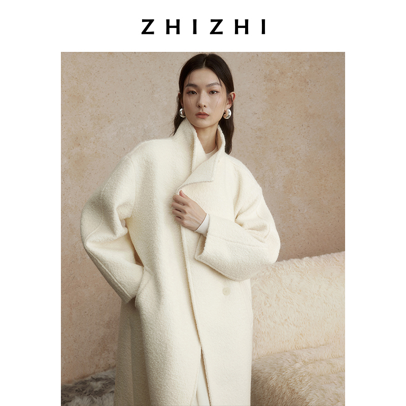 致知 雪羡 设计感落肩立领大衣女24冬季新款温柔ZZ2DWWW7006