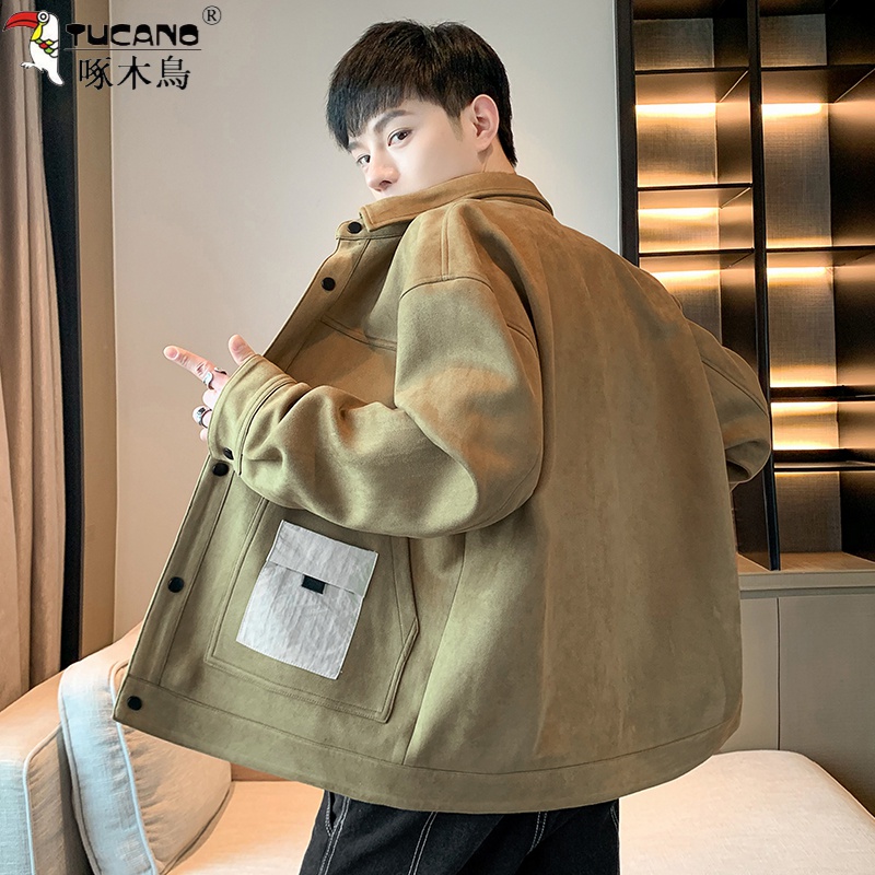 休闲外套男士春秋季2023新款潮牌翻领上衣服帅气百搭宽松夹克男装