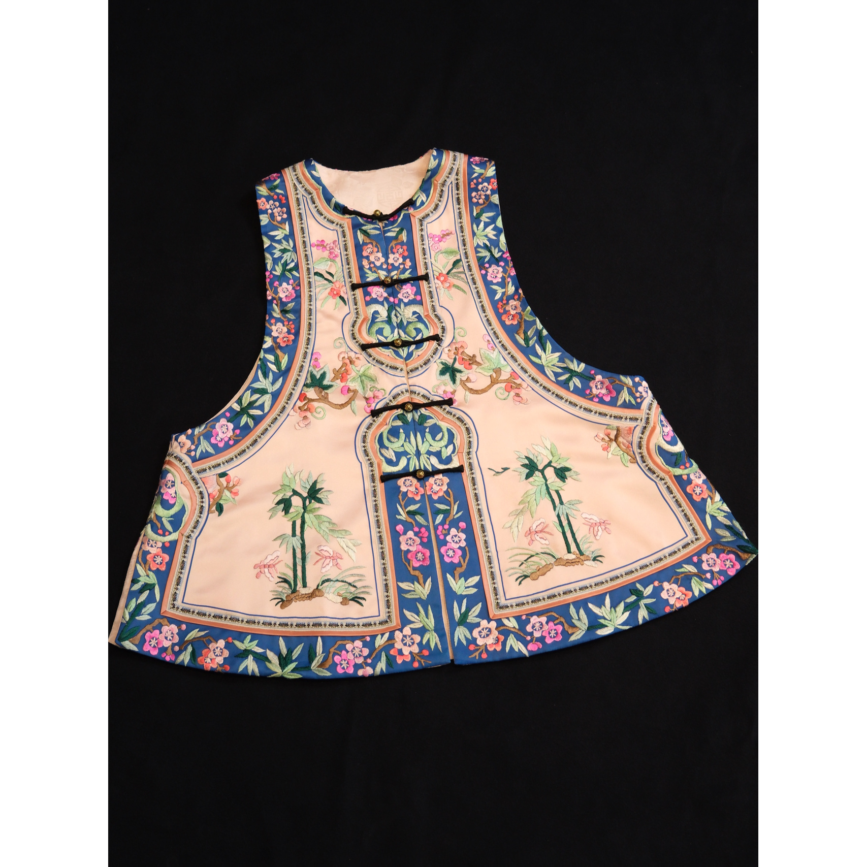 【茗家素衣】粉色重工双面手绣马甲 衣长63