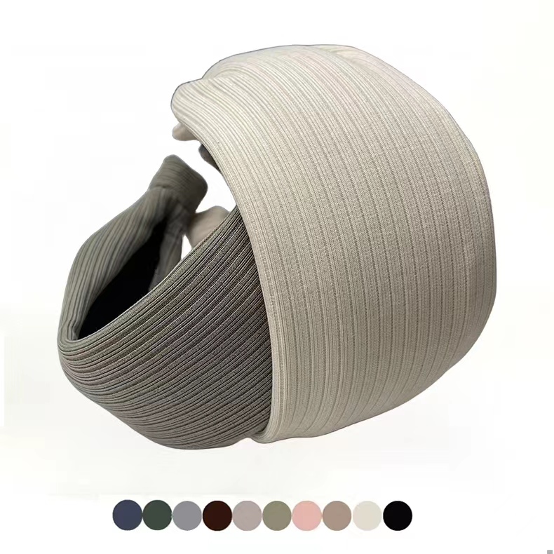 新款莫兰迪色宽边发箍暗纹显脸小精致手作发卡黑色遮白发四季可戴