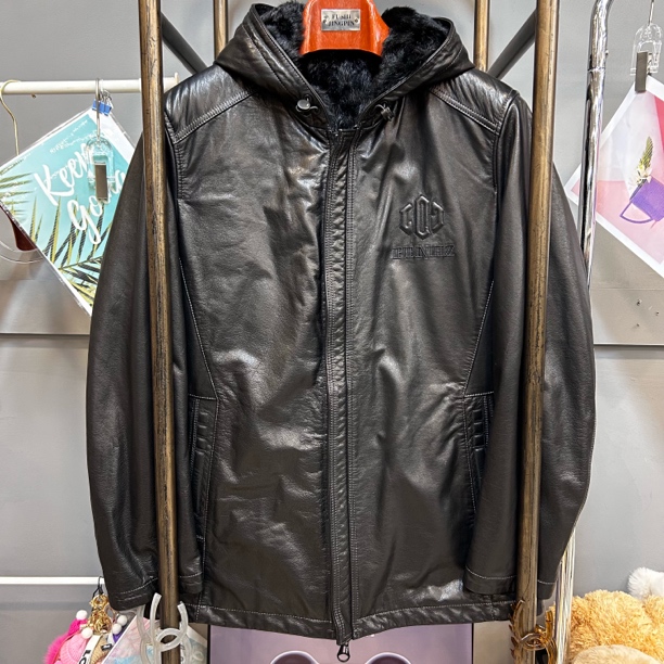 ZXT男士真皮皮衣西班牙进口胎牛皮油蜡工艺连帽托卡羊毛内胆J2808