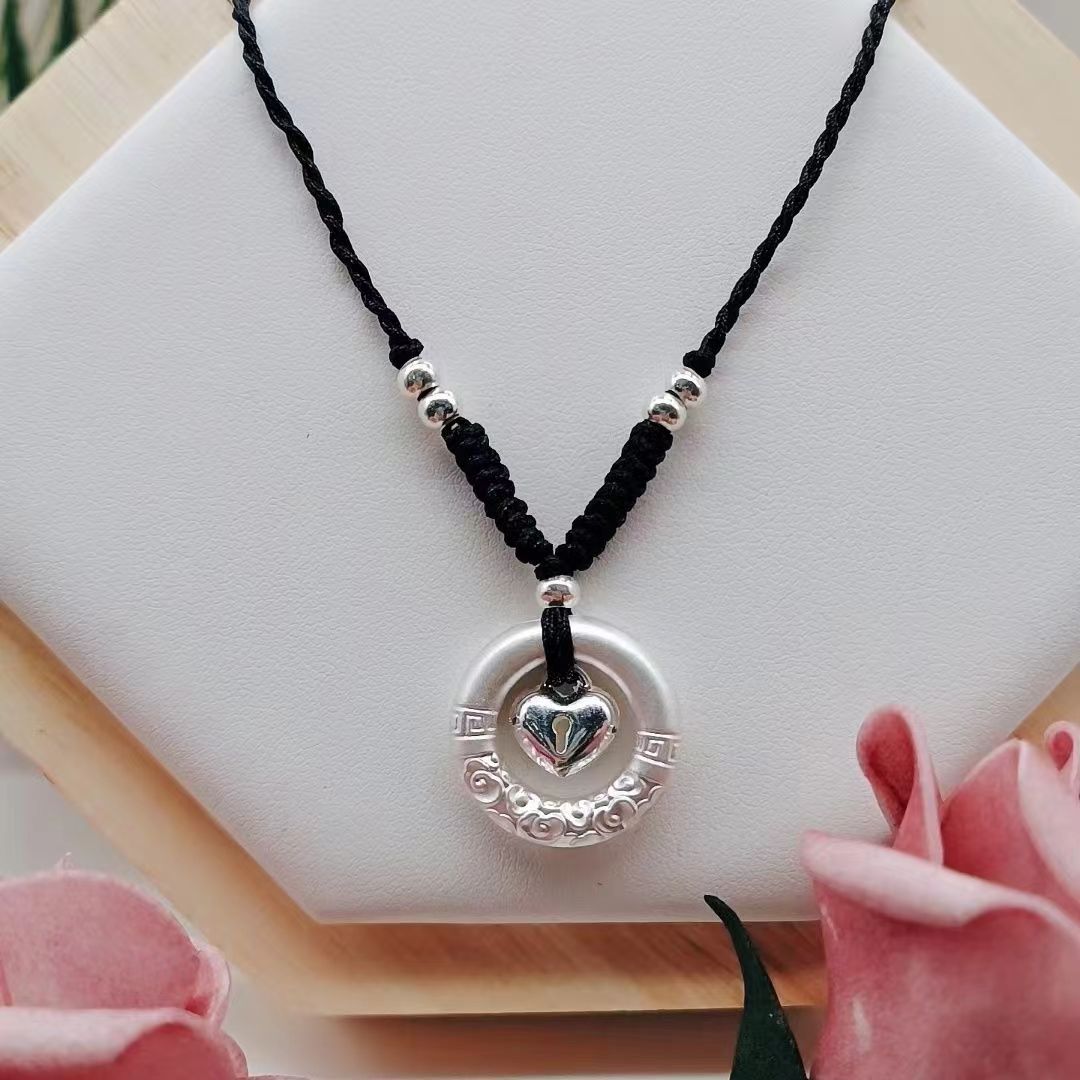 吊坠足银 平安扣纯银爱心把你心爱的人放在心尖尖上送女朋友生日