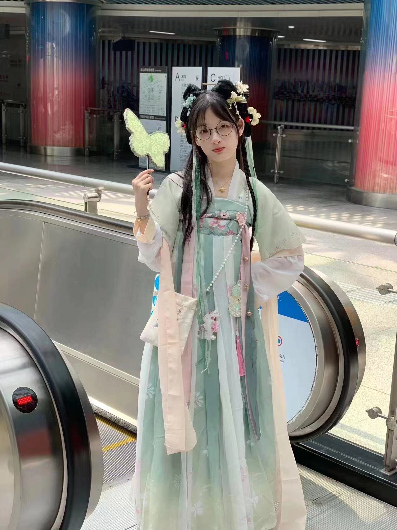 原创汉服女【海棠】唐制齐胸复原汉元素印花日常清新春夏