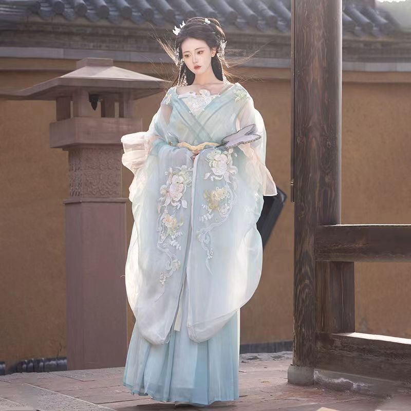 原创魏晋南北朝汉服【坠玉莲香】大袖儒齐腰襦裙春夏款女正品