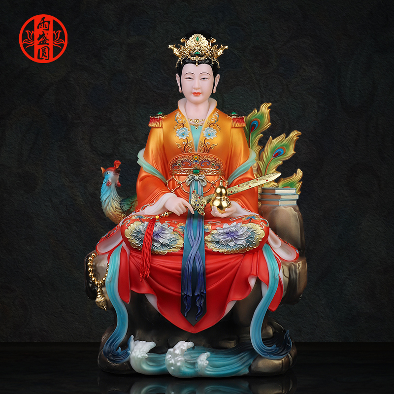 九天玄女汉白玉摆件工艺品中式传统圣母娘娘圣母娘娘居家桌面摆件