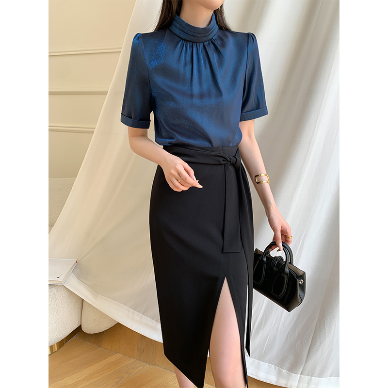 短袖衬衫套装女夏高级感炸街减龄时尚气质职业裙子两件套2024新款