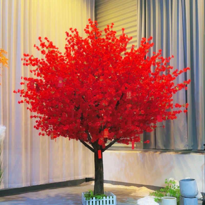仿真桃花树假树大型市场装饰樱花树新年祈福树红包许愿树婚庆造景