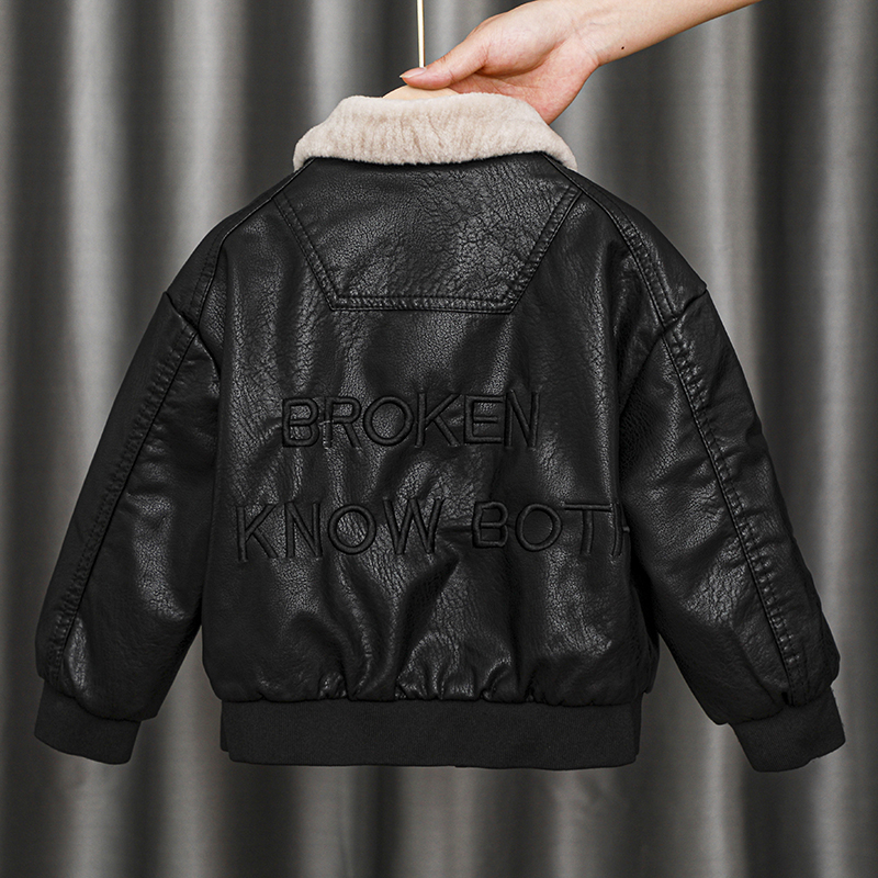 男童皮衣冬装2025新款儿童加绒外套2加厚3秋冬5皮夹克6洋气7童装8