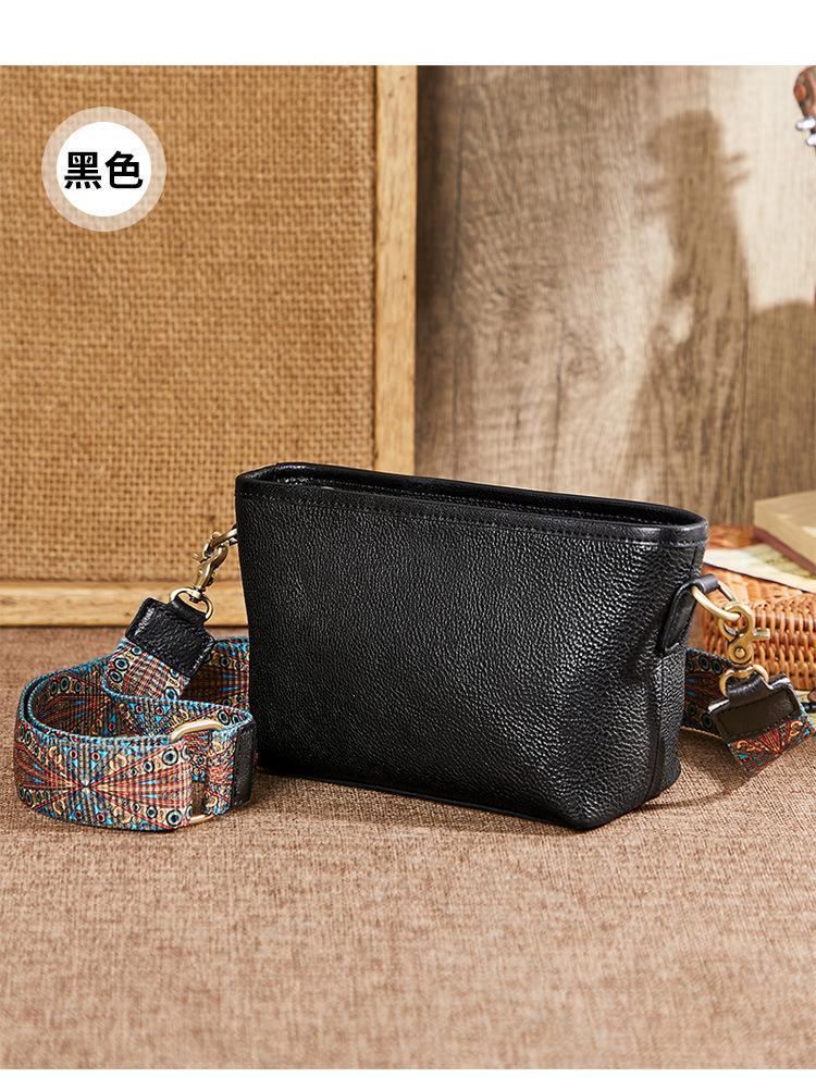 【头层牛皮】真皮女包单肩斜挎包8604黑