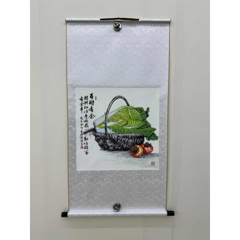 包邮斗方《百财有余》中堂画玄关话艺术装饰画软装裱