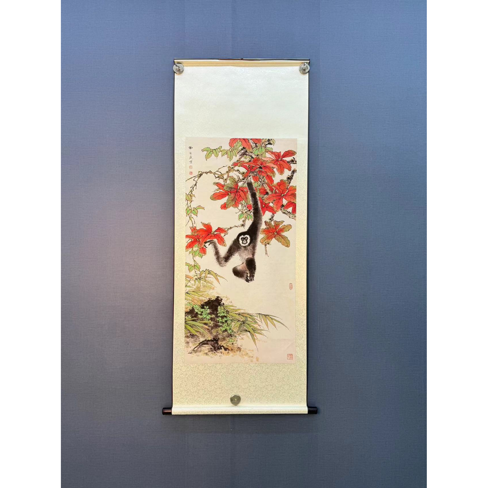 三尺《红株情缘》中堂玄关画走廊画办公装饰画卷画芯软轴装裱