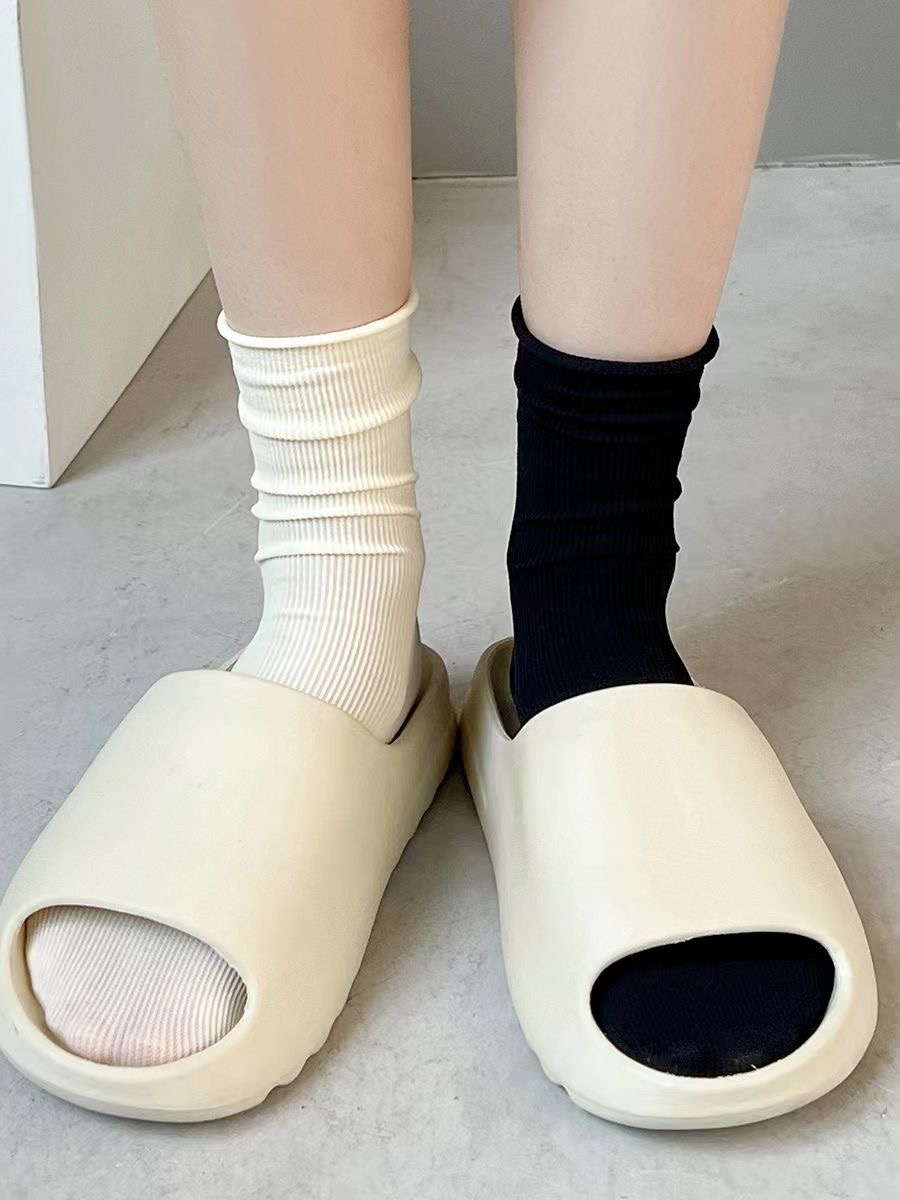 【ztx】百搭时尚中筒纯色外穿潮流休闲堆堆袜