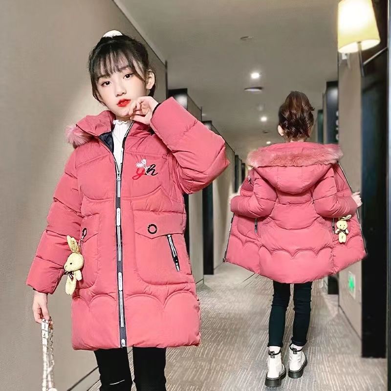 女童冬装棉衣2023新款加厚儿童中长款棉袄冬季时髦棉服保暖外套潮