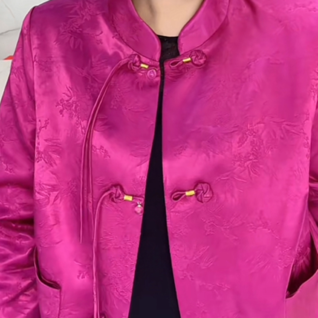 玫红色中式洋气外套