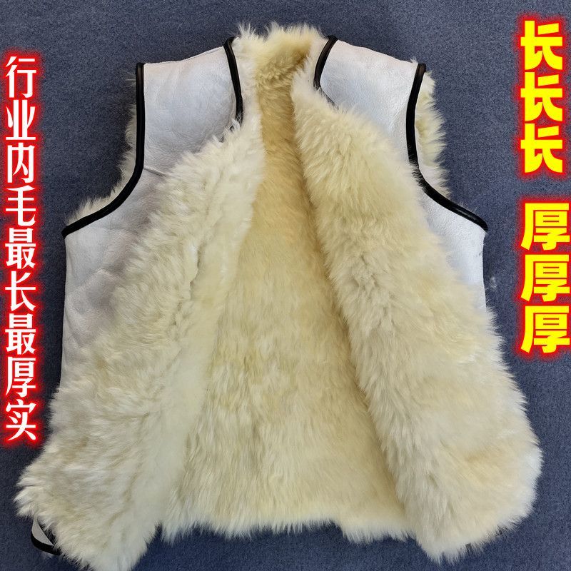 冬季羊皮毛一体马甲真羊皮坎肩男女保暖厚长羊毛羊羔毛中老年背心